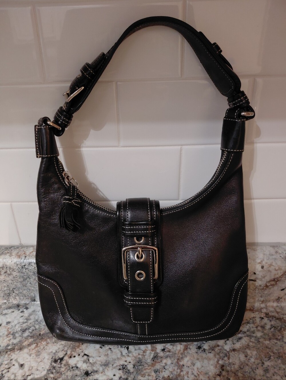 Y2K Coach Black Leather Hamptons Soho Hobo Bag 7462 No Hangtag